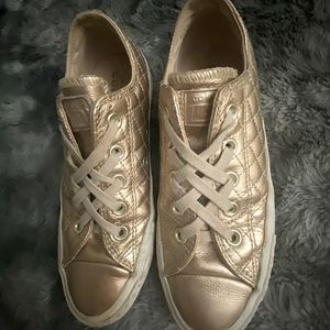 Converse- Rose Gold Metallic Quilted Leather Sneakers